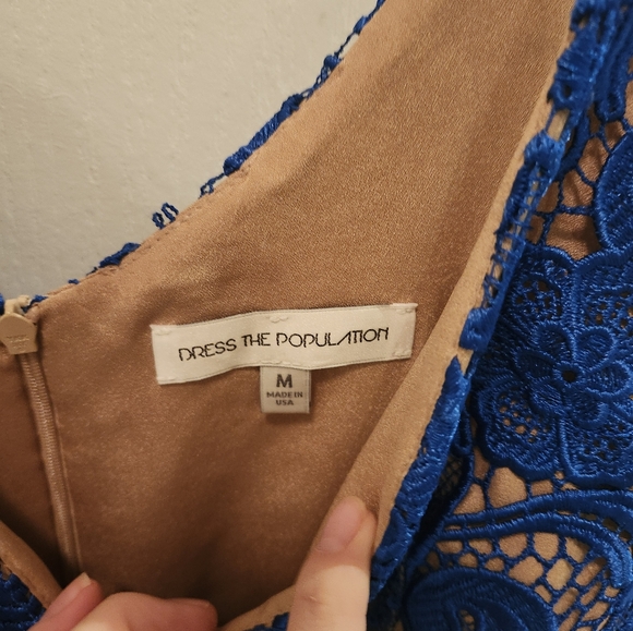 Dress the Population Blue Lace Dress NWT Size M - Picture 5 of 12